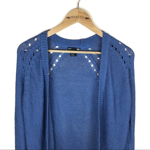 H&M | Blue High-Low Open Front Cardigan - Picture 2 of 5